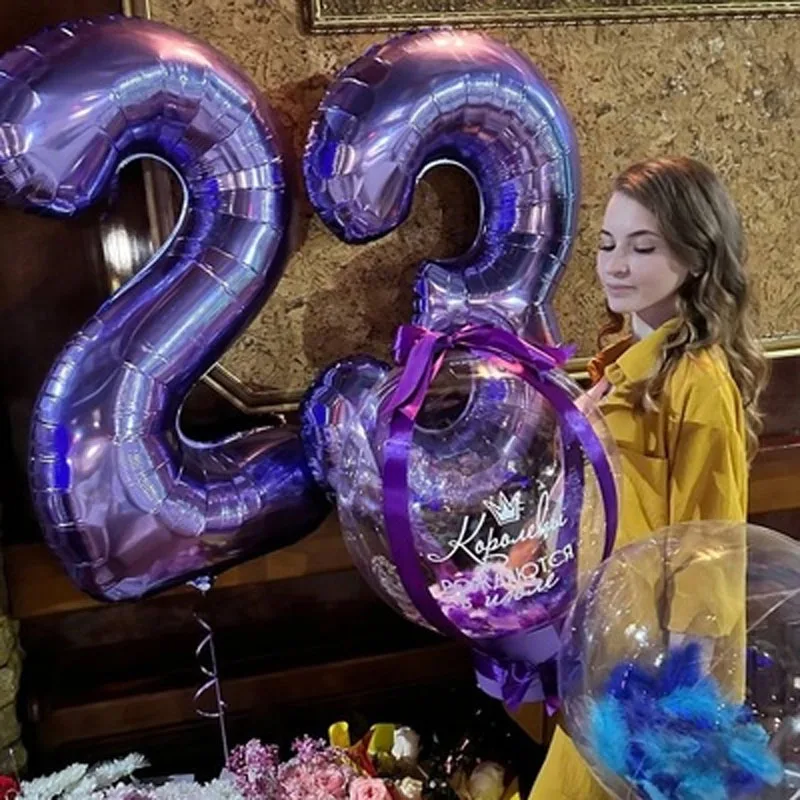 소년 소녀 생일 풍선 32 인치 보라색 번호 풍선 1 2 3 생일 파티 장식 어린이 anniversaire 9/1/3 세