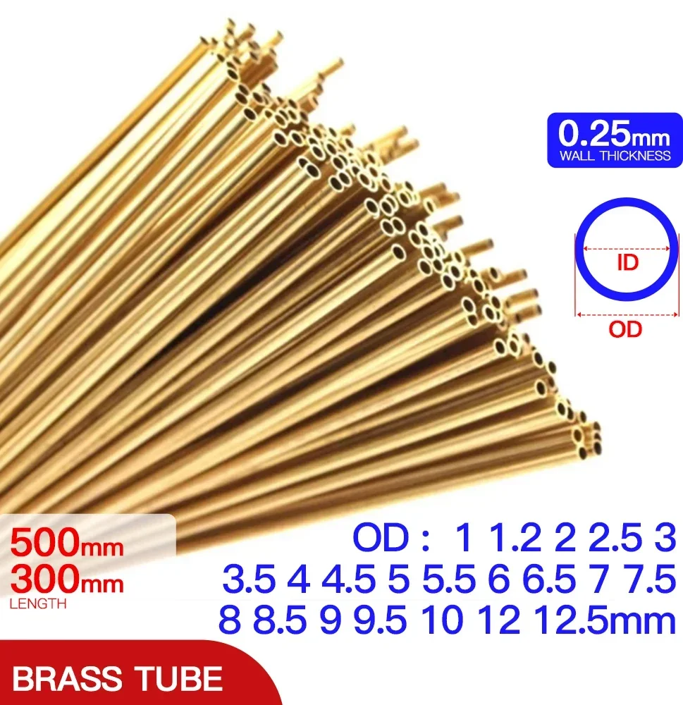 황동 파이프 0.25mm 벽 두께 1-12.5mm OD 황동 튜브 300 500mm 길이 직선 튜브 구리 튜브 얇은 벽 작은 직경 title=황동 파이프 0.25mm 벽 두께 1-12.5mm OD 황동 튜브 300 500mm 길이 직선 튜브 구리 튜브 얇은 벽 작은 직경 
