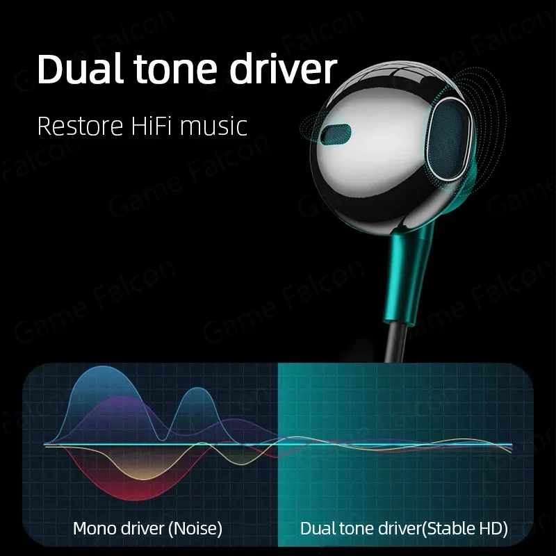 USB 유형 C 헤드폰 HiFi 베이스 스테레오 볼륨 조절 마이크 Galaxy S24 S23 S22 S21 Ultra iPhone 15 Pro Max 용 3.5mm 유선 이어버드