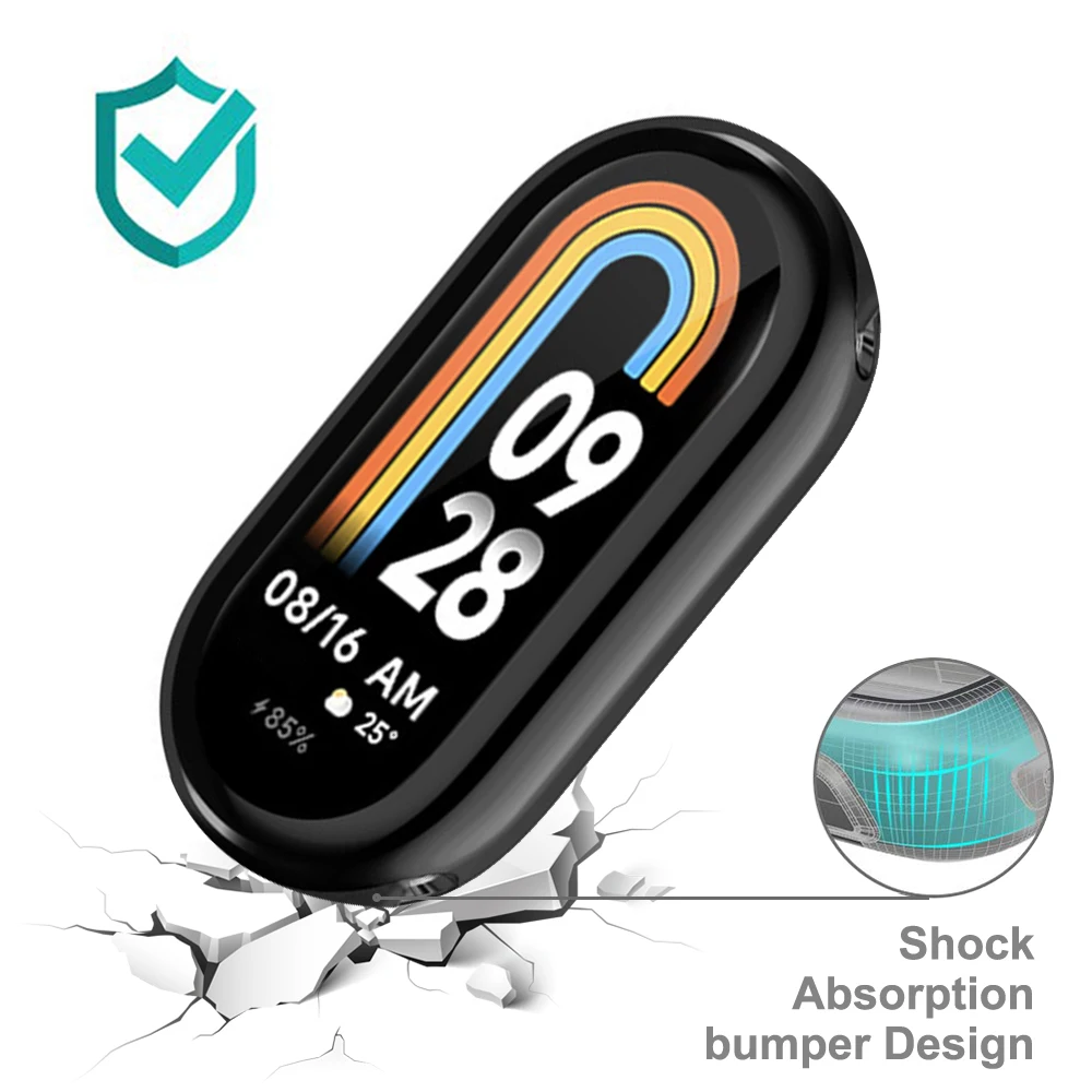 샤오미 미 밴드 9 스크린 보호대 케이스, 소프트 TPU 올 어라운드 보호 범퍼 커버, MiBand 9 쉘 액세서리