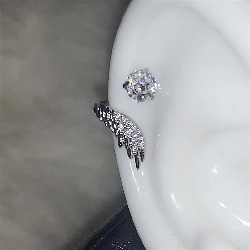 1pcs 실버 컬러 윙 316L 스테인레스 스틸 귀 뼈 손톱 여성을위한 새로운 패션 라인 석 귀걸이 액세서리 귀에 가득 title=1pcs 실버 컬러 윙 316L 스테인레스 스틸 귀 뼈 손톱 여성을위한 새로운 패션 라인 석 귀걸이 액세서리 귀에 가득 
