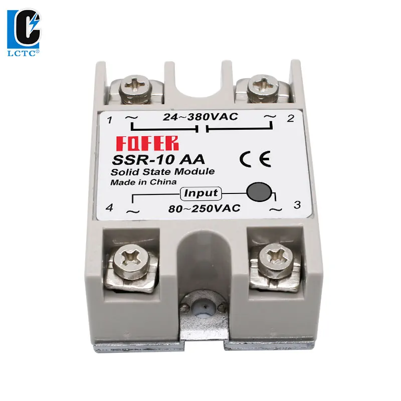LCTC 1pcs 솔리드 스테이트 릴레이 단상 비접촉 SSR DC-DC AC-AC DC-AC 24-380VAC 10A 25A 40A 50A 60A 80A 100A