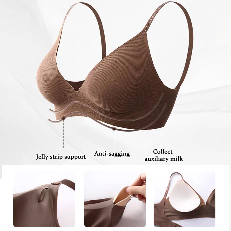 여성 섹시한 원활한 브래지어 딥 브이 넥 Bralette 섹시한 란제리 편지 스트랩 탑 여성을위한 속옷 무선 브래지어를 밀어