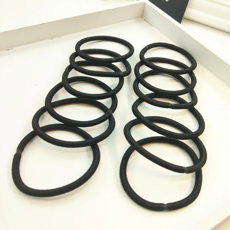 10/30/50pcs 4MM 블랙 포니 테일 홀더 여성용 탄성 헤어 밴드 Scrunchies 남자 여자 레이디 헤어 밴드 리그 머리띠 액세서리
