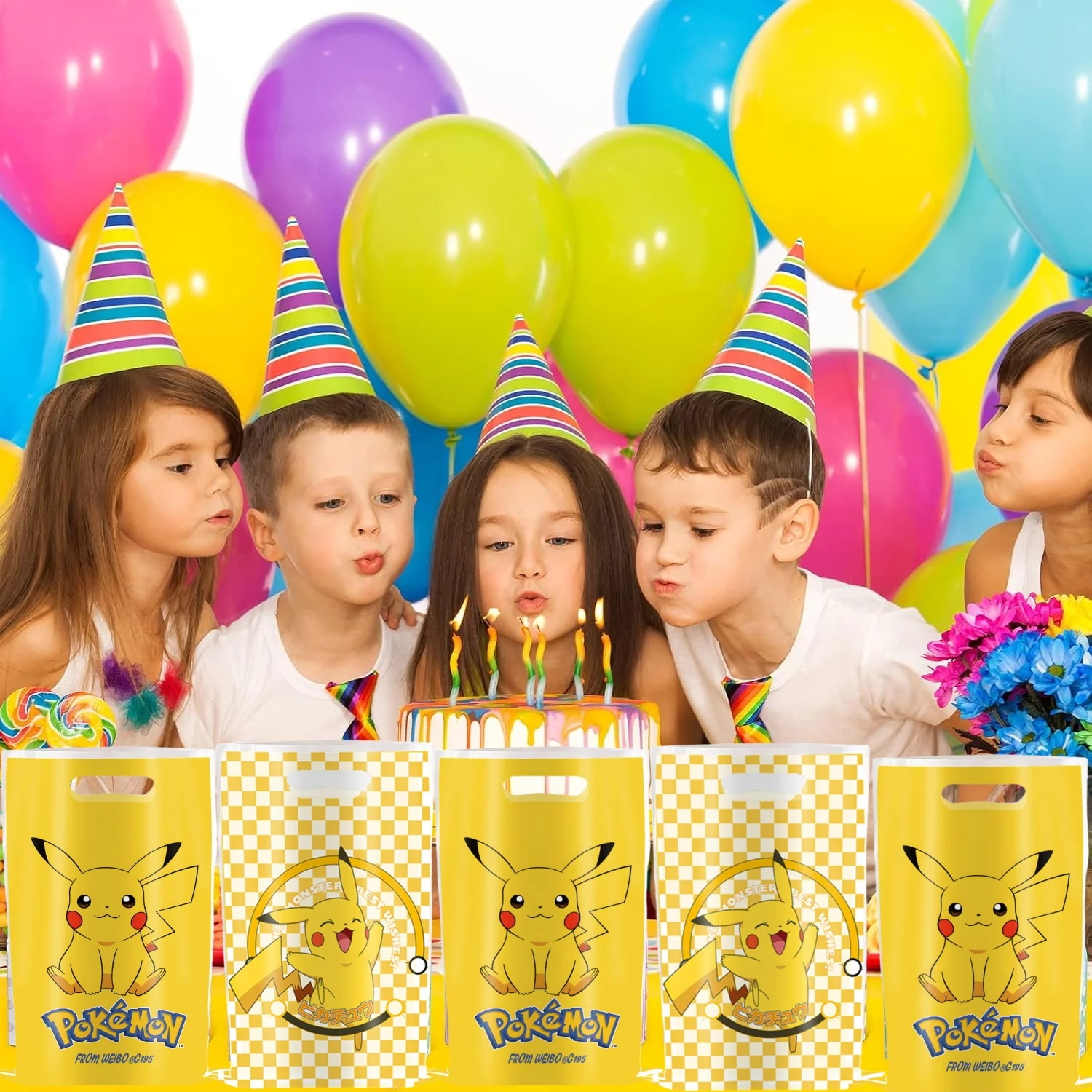 포켓몬 테마 생일 선물 가방 포켓몬 피규어 피카추 캔디 가방 포장 포켓몬 공짜 파티 호의 어린이 장난감 용품