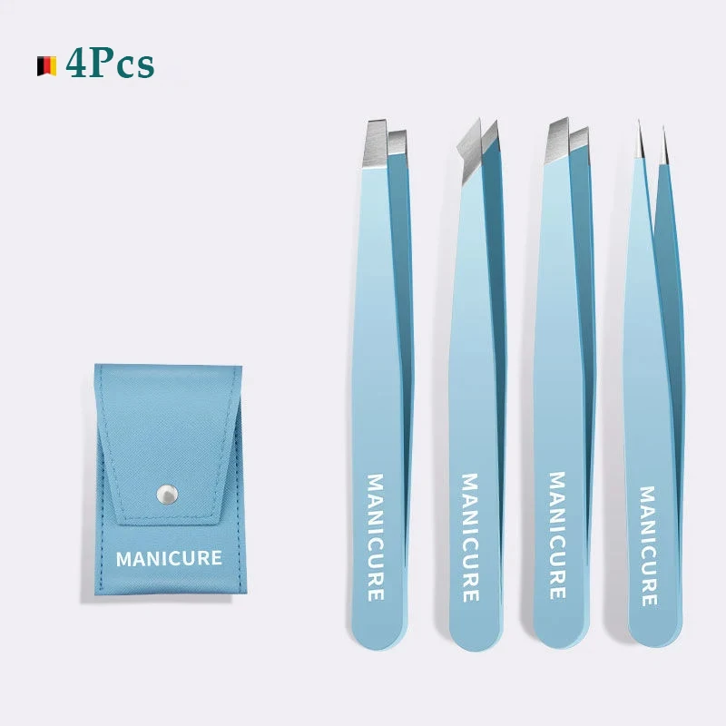 4Pcs 고품질 눈썹 족집게 다채로운 머리 아름다움 좋은 머리카락 풀러 스테인레스 스틸 기울어 진 눈썹 클립 제거 메이크업 도구