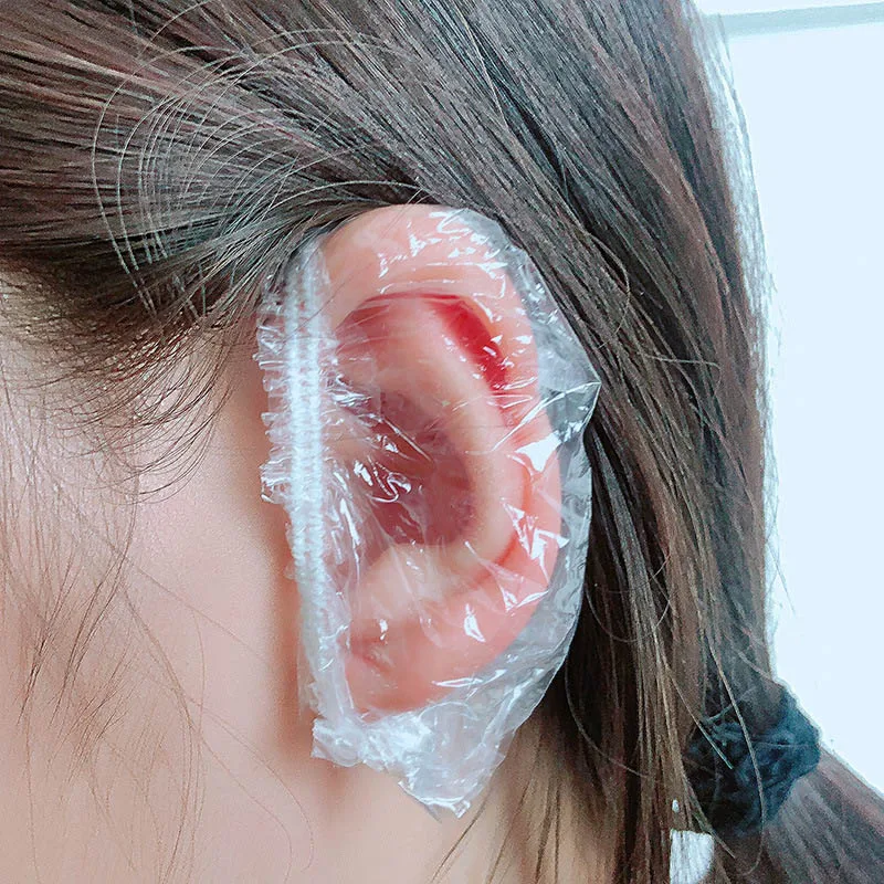 100Pcs 일회용 머리 염색 귀마개 방수 귀 덮개 베이킹 오일 워시 샤워 입욕 이발사 미용 청소 액세서리