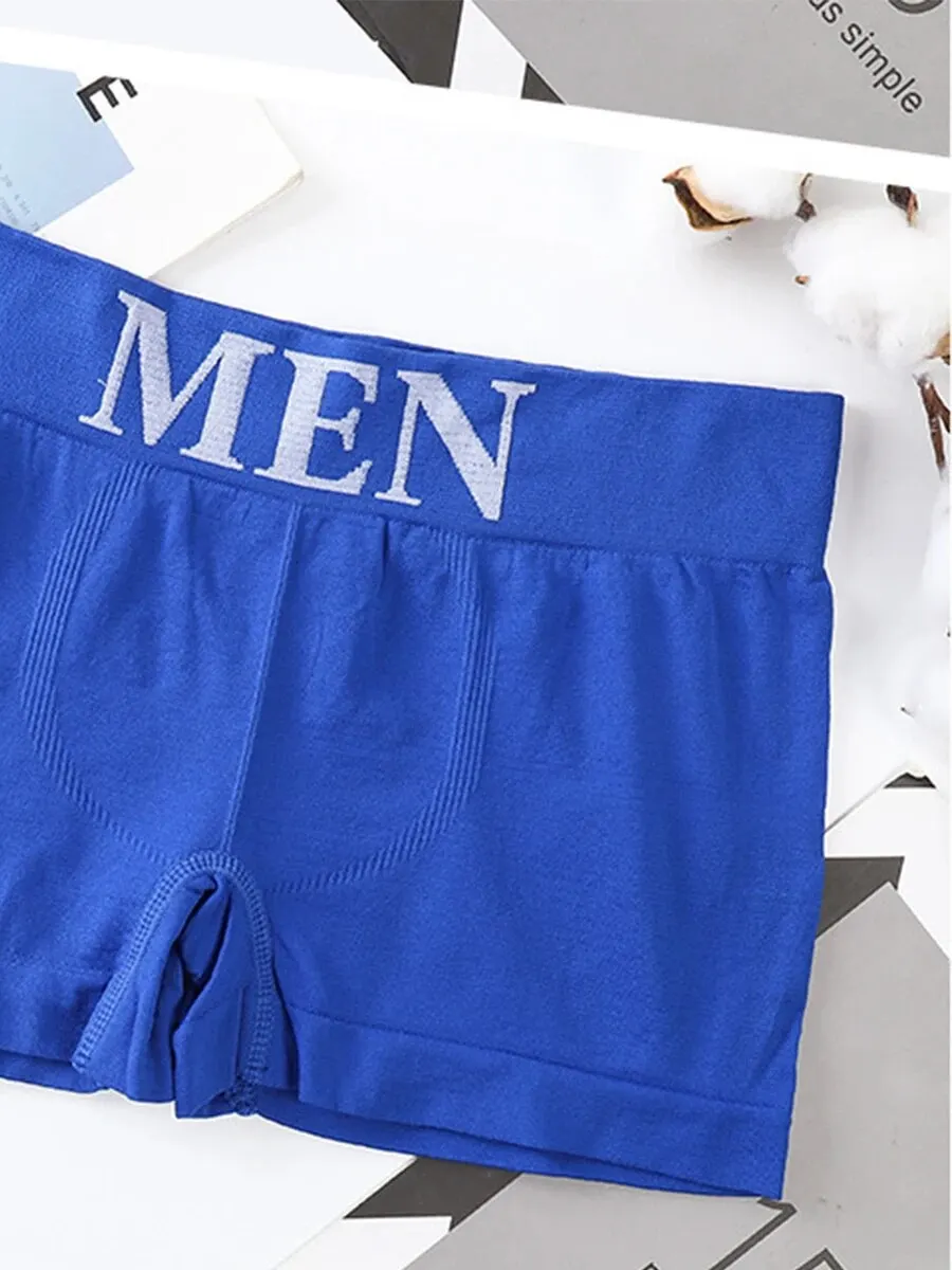남성용 고탄성 무지 컬러 복서 브리프 팬티, 편안한 통기성 팬티 스타킹, 5 PCs