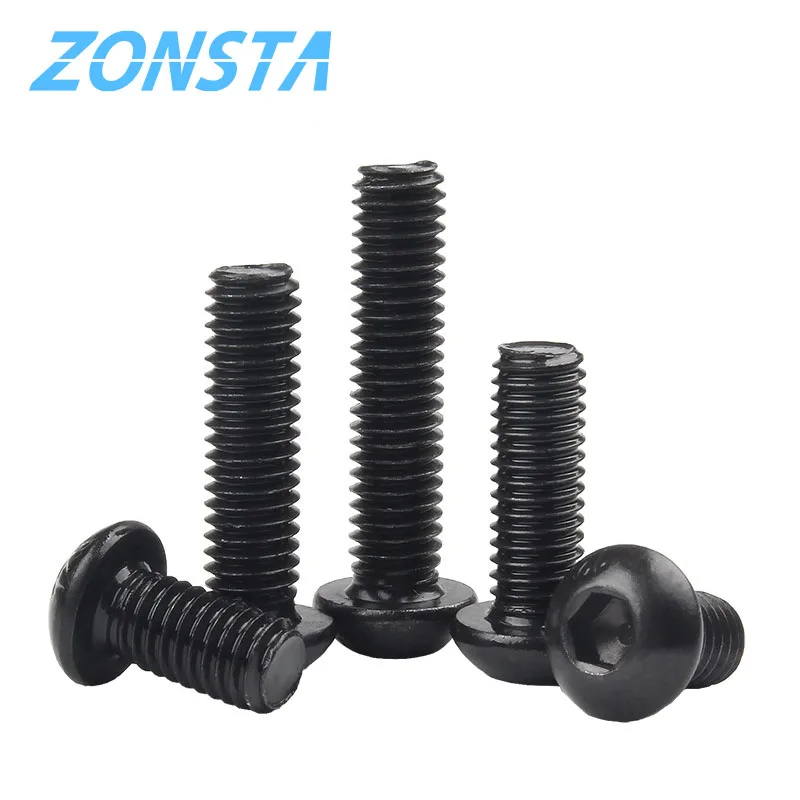 ISO7380 M2 M2.5 M3 M4 M5 M6 라운드 블랙 10.9 등급 육각 나사 육각 나사 캡 소켓 버튼 헤드 알렌 가구 볼트