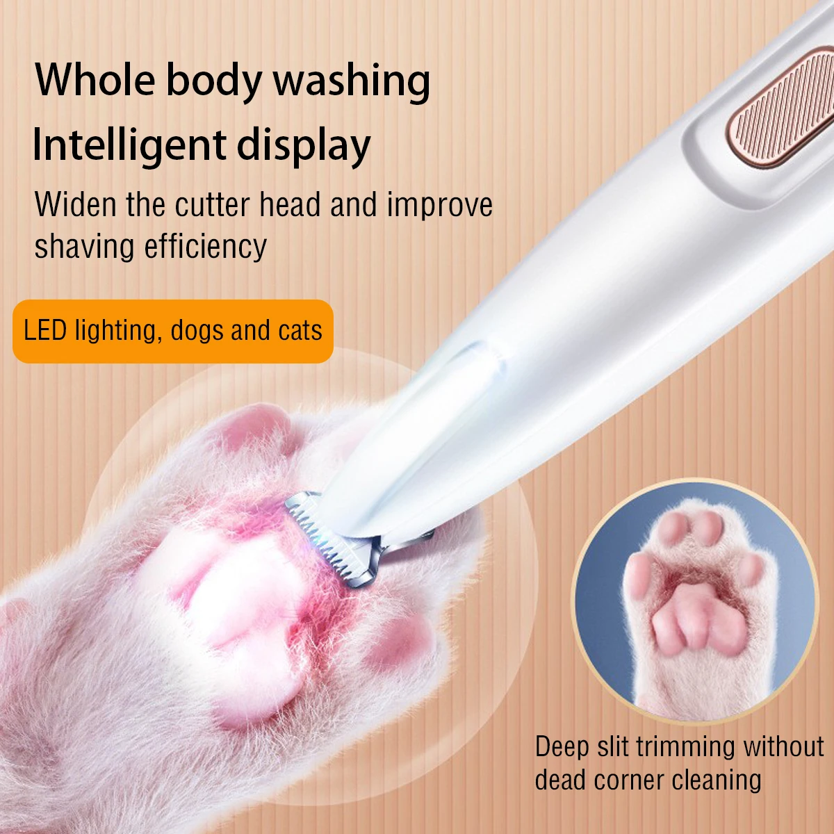 LED 빛을 가진 새로운 개 발 트리머 LED 디스플레이를 가진 완전히 방수 애완 동물 머리 트리머 손질을 위한 개 가위 18mm 넓히는 블레이드
