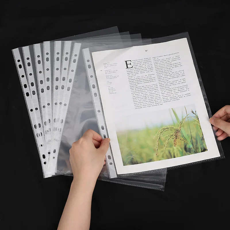 100pcs A4 시트 프로텍터 11 홀 투명 비닐 봉투 종이 주최자 문서 가방 느슨한 잎 문서 용 지우기 파일 가방 title=100pcs A4 시트 프로텍터 11 홀 투명 비닐 봉투 종이 주최자 문서 가방 느슨한 잎 문서 용 지우기 파일 가방 