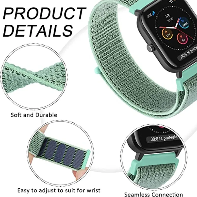 Amazfit GTS4/2/3/3pro/2e/GTS2 Mini/GTR 4 42mm/47mm/GTR2/2e/stratos 벨트 팔찌 Amazfit bip 스트랩 용 20mm 22mm 나일론 루프 밴드