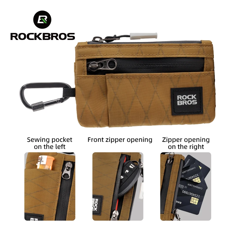 ROCKBROS 휴대용 지갑 카드 가방 초경량 세련된 스포츠 미니 신용 카드 지갑 (걸이 잠금 장치 포함) 컴팩트 보관 가방