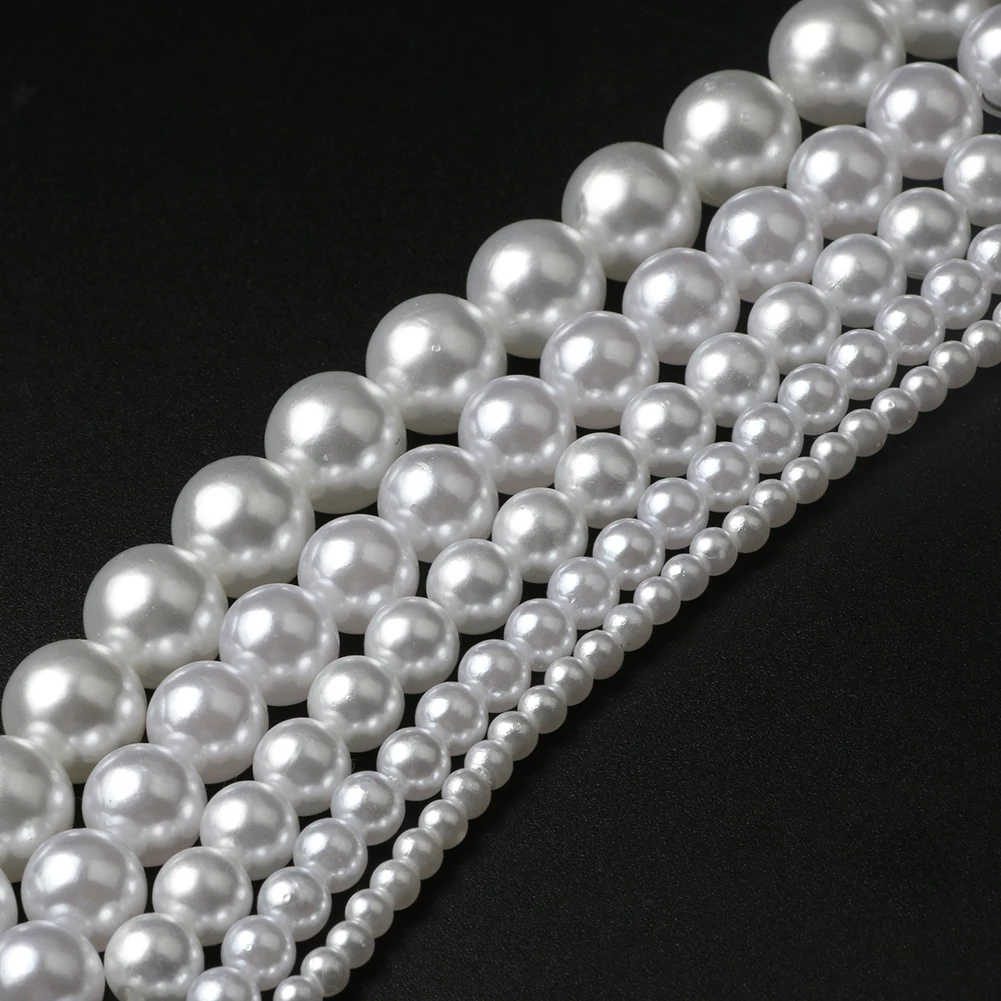 60-1000pcs ABS 진주 구슬 패션 쥬얼리에 대 한 느슨한 라운드 구슬 공예 아크릴 DIY 모조 구슬 만들기 4mm/6mm/8mm/10mm/12mm