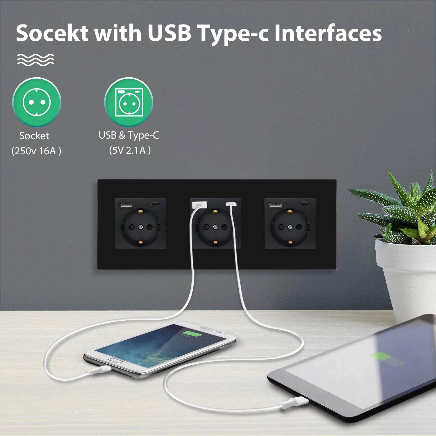 EU USB 벽 소켓이있는 BSEED 터치 라이트 스위치 검은 벽 Led 스위치 1/2/3Gang 1Way 크리스탈 진한 파란색 백라이트 벽 스위치