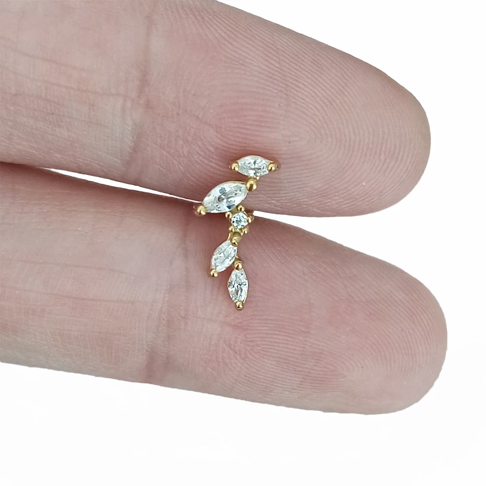 ASTM F136 G23 티타늄 잎 지점 푸시 스레드리스 Labret 피어싱 16/18/20G 귀걸이 스터드 연골 도매 바디 쥬얼리