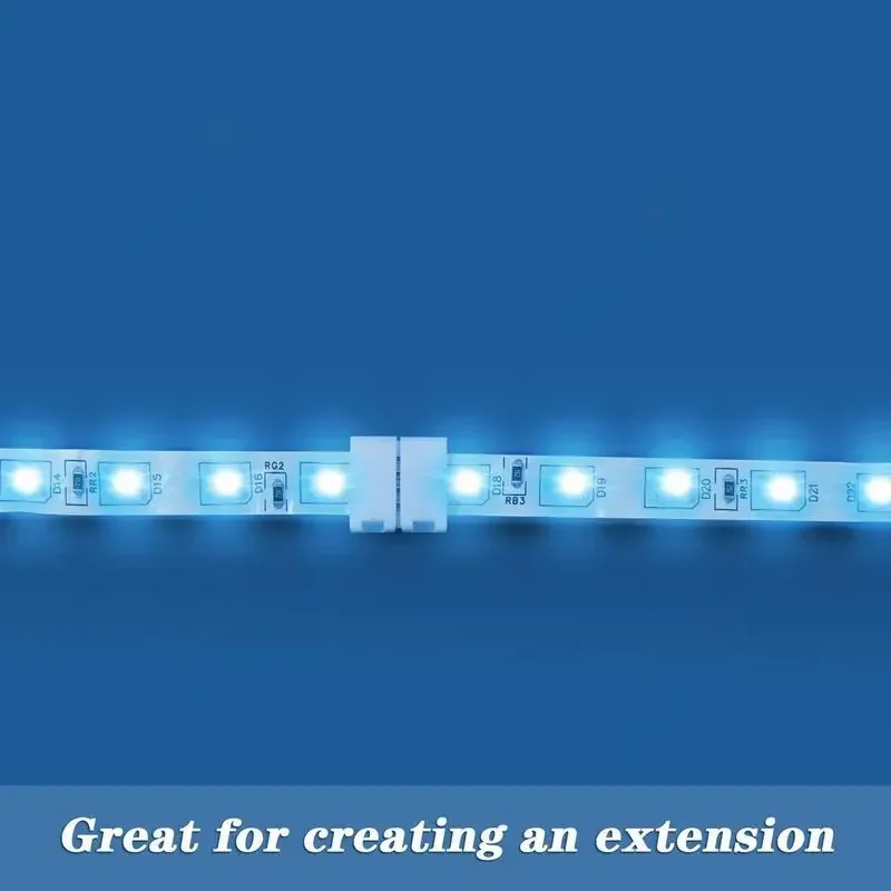 10pcs 솔더리스 LED 스트립 커넥터 2 4 5 핀 10mm 8mm L/T 유형 SMD 5050 2835 LED 스트립 용 배선되지 않은 Gapless 터미널 확장