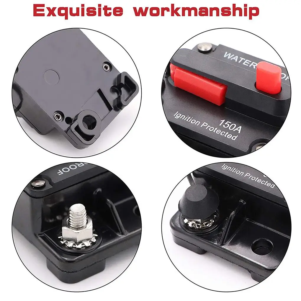 30A 40A 50A 60A 70A 80A 100A 120A 150A 200A 250A 300A 앰프 회로 차단기 퓨즈 리셋 12-48V DC 자동차 보트 자동차 방수