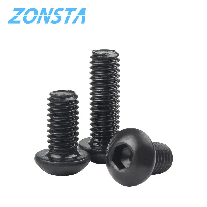 ISO7380 M2 M2.5 M3 M4 M5 M6 라운드 블랙 10.9 등급 육각 나사 육각 나사 캡 소켓 버튼 헤드 알렌 가구 볼트