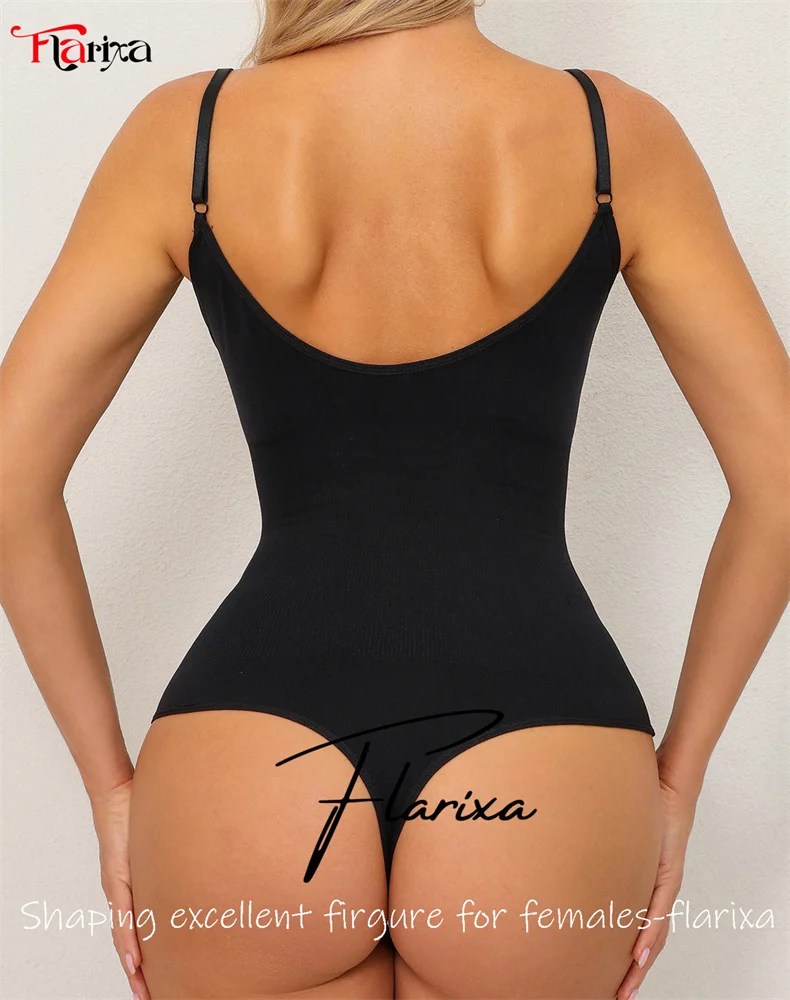 Flarixa 여성용 심리스 보정속옷 바디 수트, Faja 전신 셰이퍼 티팬티, 부드러운 바디 쉐이핑, 가슴 슬리밍 속옷