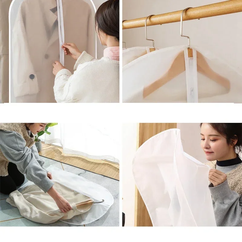 1-5PCS 의류 먼지 커버 투명 두꺼운 빨 수있는 먼지 봉투 PEVA 가정용 먼지 커버 코트 정장 커버 교수형 옷 가방