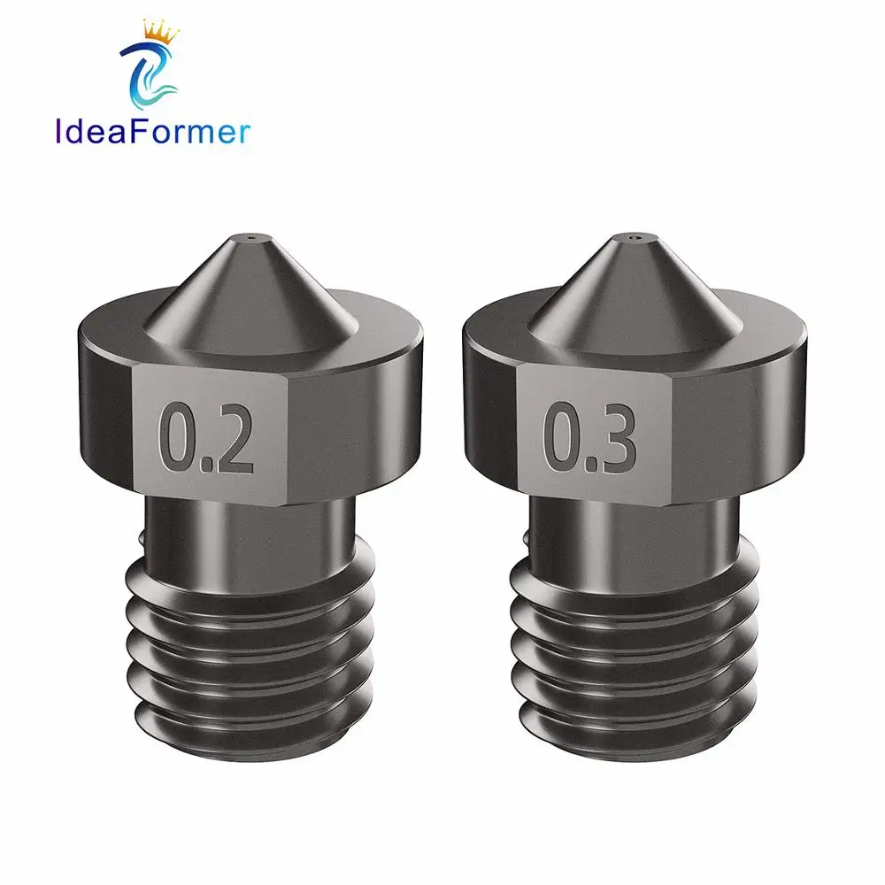V6 노즐 경화 강철 0.2/0.4/0.6/0.8/1mm 1.75mm 필라멘트 M6 3D 프린터 노즐 Ender 3 Hotend Titan Extruder Prusa i3 MK3