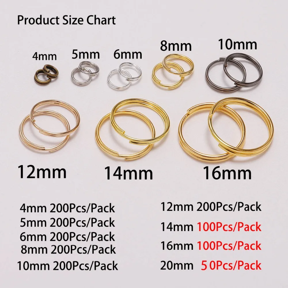 50-200 개/몫 4-20mm 오픈 점프 링 더블 루프 분할 링 커넥터 DIY 쥬얼리 만들기 용품
