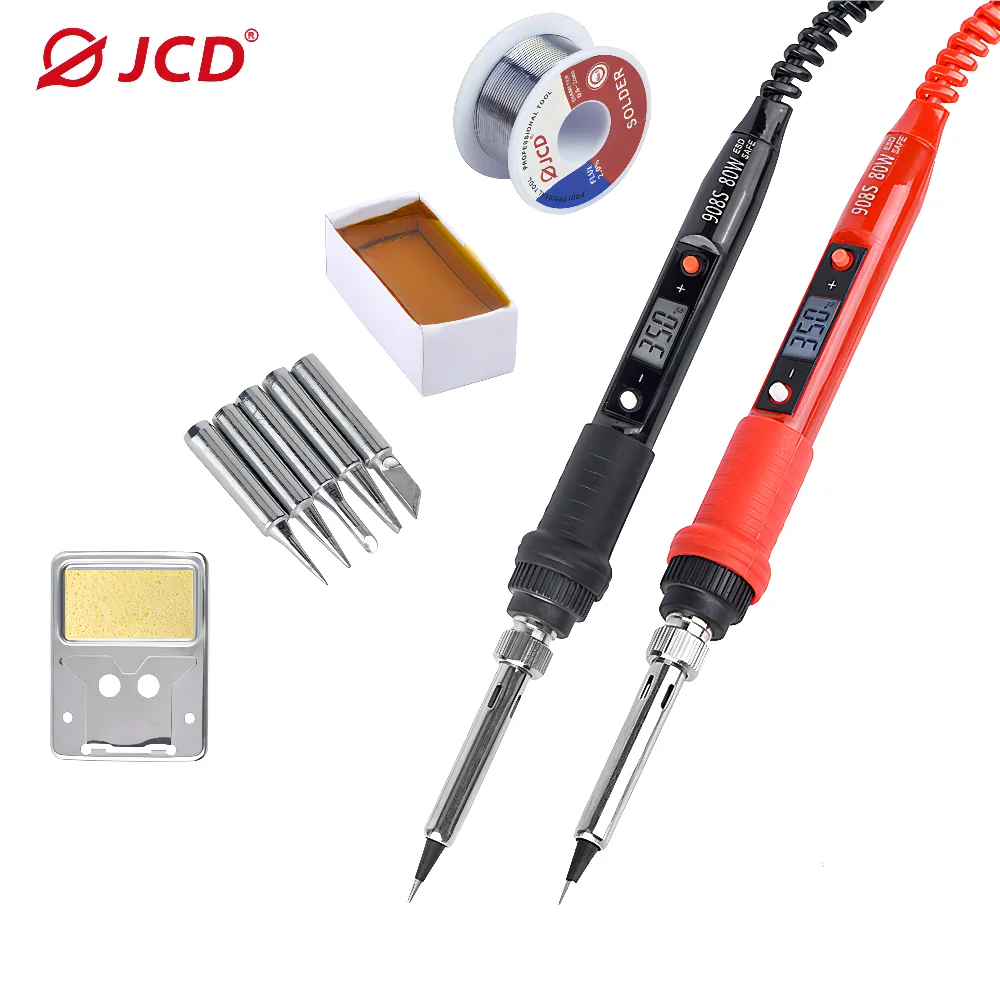 JCD 전기 납땜 인두 80W LCD 디지털 디스플레이 온도 조절 가능 납땜 인두 팁, 220V/110V 용접 납땜 도구 908S title=JCD 전기 납땜 인두 80W LCD 디지털 디스플레이 온도 조절 가능 납땜 인두 팁, 220V/110V 용접 납땜 도구 908S 