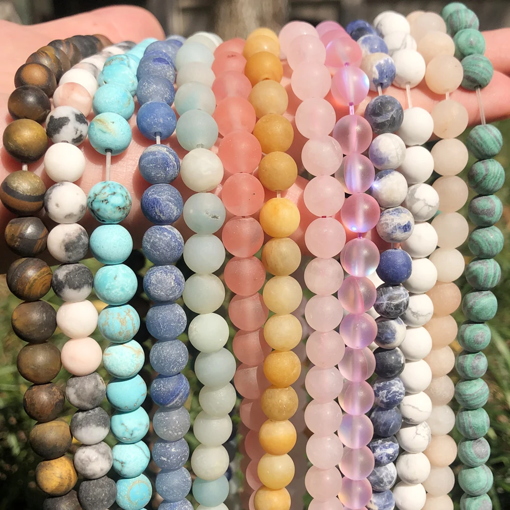 천연 석재 매트 Amazonite 라운드 비즈 보석 만들기 Perles 보석 루즈 비즈 Diy 팔찌 목걸이 15 