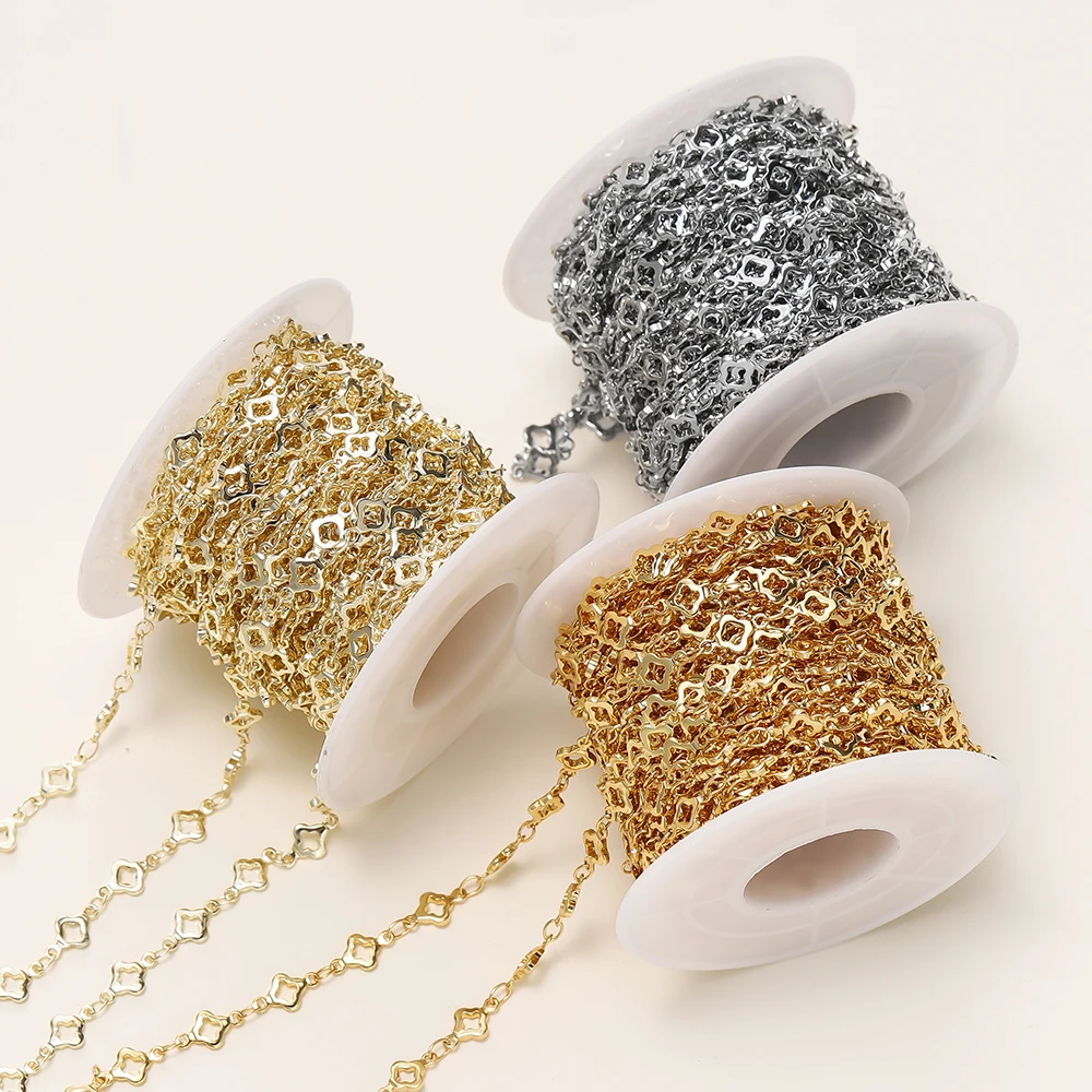 1 미터/팩 5.5MM 14/18K 골드 도금 황동 마름모 체인 쥬얼리 만들기 목걸이 팔찌 체인 쥬얼리 만들기 용품