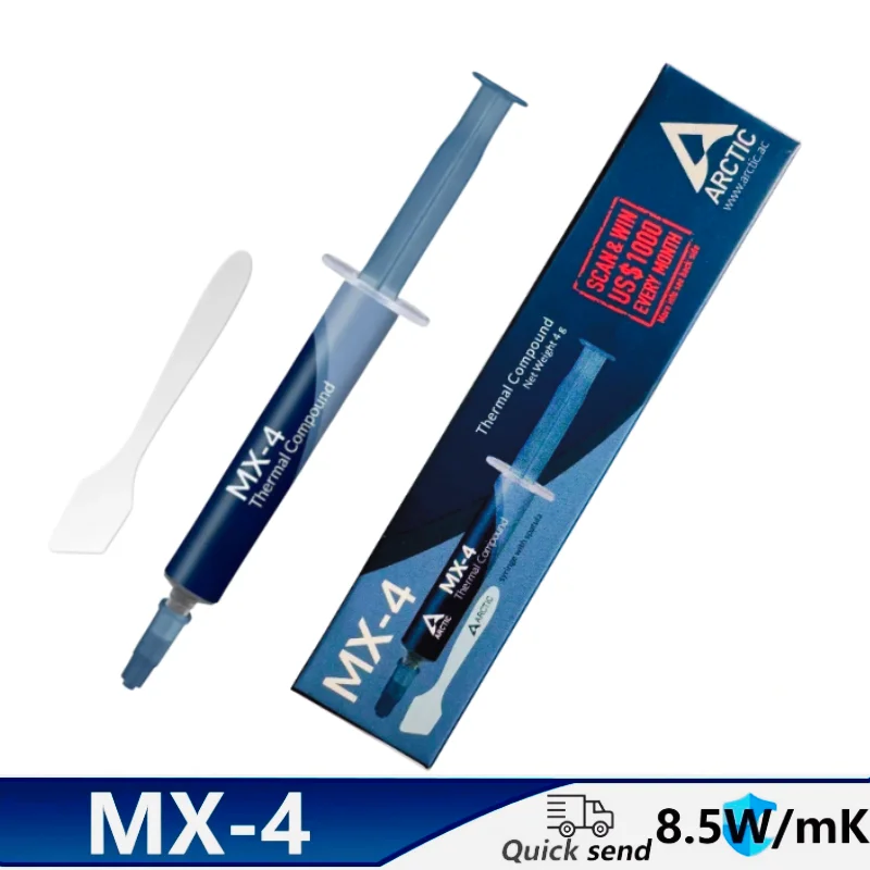 CPU GPU 프린터용 열 페이스트 프로세서 MX-4, 히트 싱크 냉각 쿨러, 열 그리스 복합 실리콘, MX4, 4g, 8.5 W/M-k title=CPU GPU 프린터용 열 페이스트 프로세서 MX-4, 히트 싱크 냉각 쿨러, 열 그리스 복합 실리콘, MX4, 4g, 8.5 W/M-k 