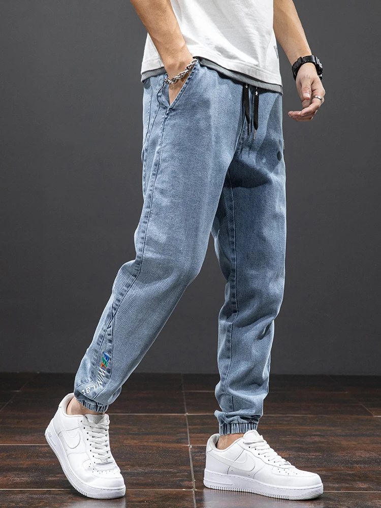 봄 여름 블랙 블루 카고 청바지 남성 streetwear 데님 조깅 바지 남성 헐렁한 하렘 진 바지 플러스 사이즈