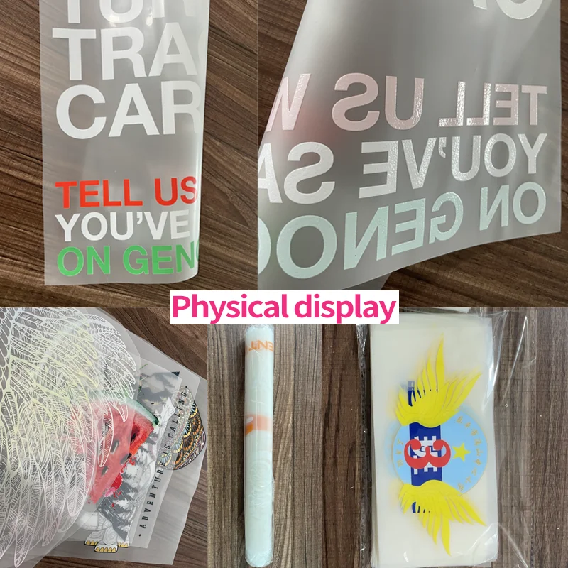 의류용 맞춤형 로고 또는 사진 열전사 스티커 DIY 세탁 가능 티셔츠 열 패치 DTF 다채로운 비닐
