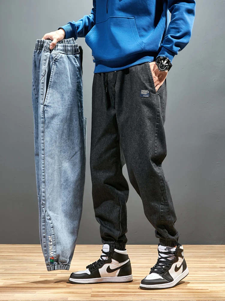 빅 사이즈 남성 조깅 청바지 6XL 7XL 8XL streetwear 블랙 블루 캐주얼 데님 카고 바지 스트레치 코튼 테이퍼 청바지 헐렁한 바지