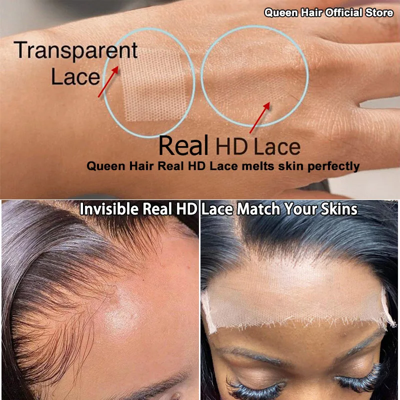 Queen Hair Real HD Frontal/Closure Only Invisible Melt Skin Lace 13x6 13x4 4x4 5x5 6x6 7x7 Raw Human Hair Body Wave & Straight