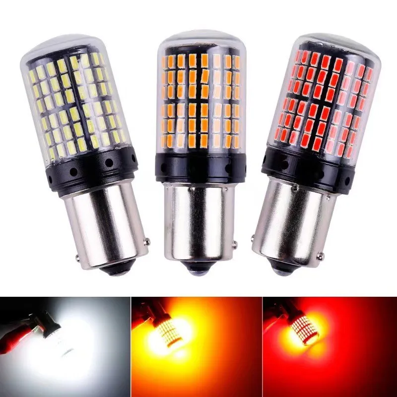 자동차 후방 브레이크등 CanBus LED 방향 지시등 전구, T20, 1156 BA15S P21W 1157 BAY15D P21/5W 7440 7443 W21/5W 3156 3157 3014/144SMD