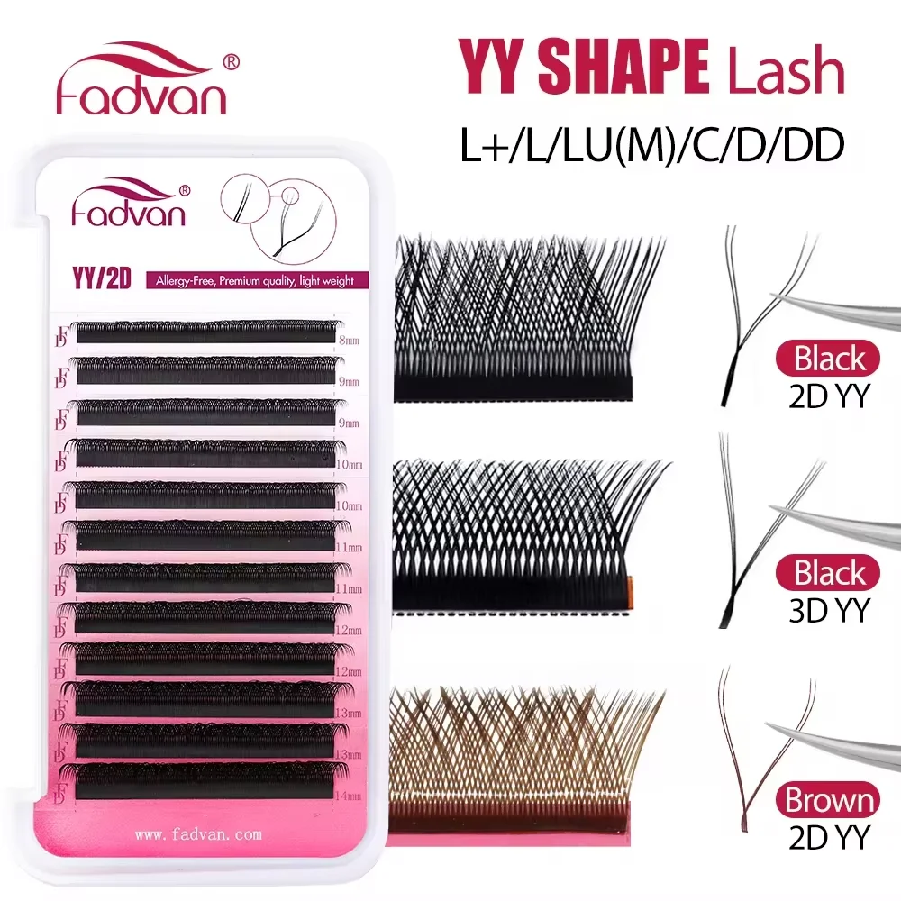 FADVAN YY 모양 속눈썹 연장 2D/3D 인조 밍크 L+/L/LU(M)/C/D/DD 8-15mm 검정/갈색 미리 제작된 팬 속눈썹 연장 분할 팁 title=FADVAN YY 모양 속눈썹 연장 2D/3D 인조 밍크 L+/L/LU(M)/C/D/DD 8-15mm 검정/갈색 미리 제작된 팬 속눈썹 연장 분할 팁 