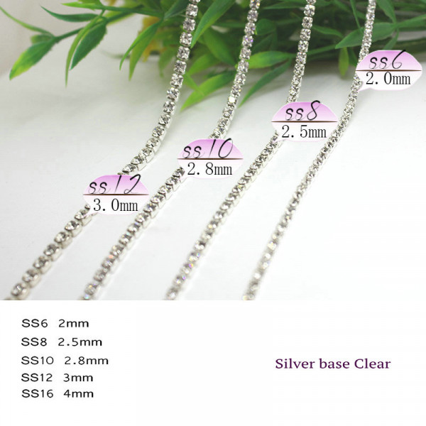 1 야드 10 야드/롤 SS6-SS16 반짝이 크리스탈 라인 석 체인 의류에 대한 바느질 접착제 DIY 의류 액세서리 트림 컵 체인