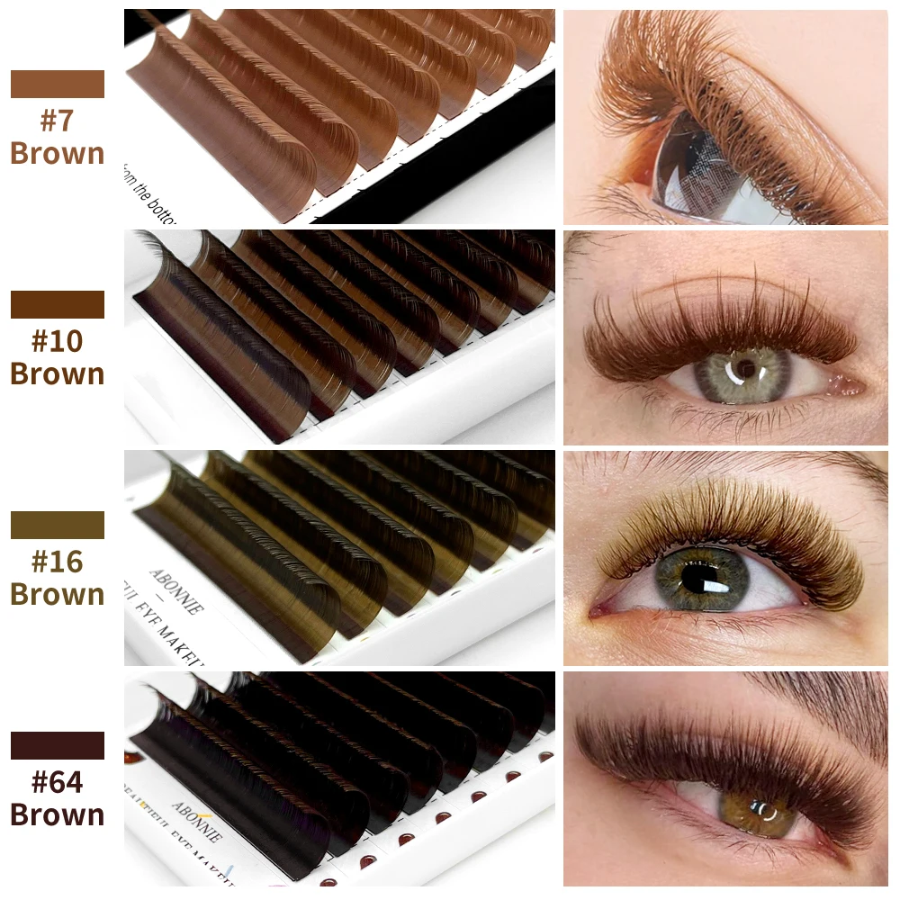 Abonnie Brown 개별 속눈썹 연장 모든 크기 속눈썹 다채로운 프리미엄 클래식 속눈썹 title=Abonnie Brown 개별 속눈썹 연장 모든 크기 속눈썹 다채로운 프리미엄 클래식 속눈썹 