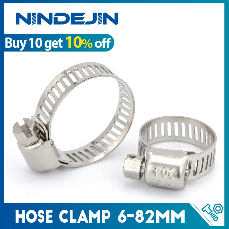 NINDEJIN 3-10pcs 호스 클램프 조정 가능한 6-311mm 스테인레스 스틸 웜 기어 호스 클립 물 파이프 배관 용 호스 잠금 장치 title=NINDEJIN 3-10pcs 호스 클램프 조정 가능한 6-311mm 스테인레스 스틸 웜 기어 호스 클립 물 파이프 배관 용 호스 잠금 장치 