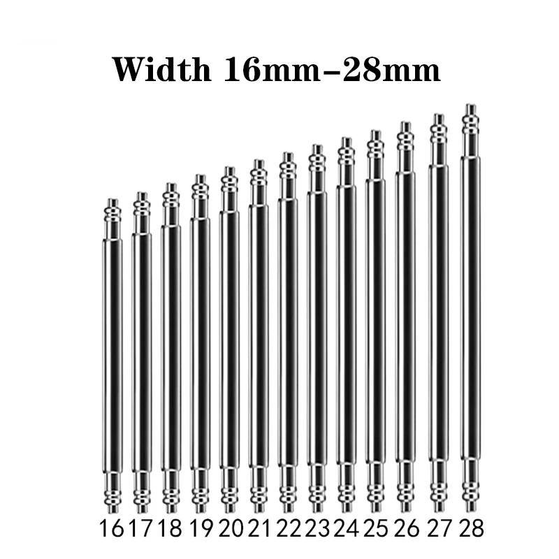10PCS 직경 1.5mm/1.8mm 스프링 바 스트랩 링크 핀 16mm 18mm 19mm 20mm 21mm 22mm 24mm 26mm 28mm 시계 밴드 스트랩 링크 바