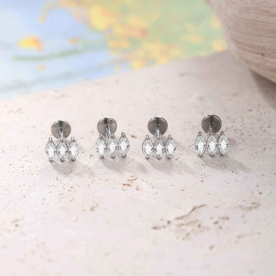 1Pc G23 티타늄 Labret 귀 Tragus 귀걸이 스터드 내부 스레드 지르콘 립 링 연골 헬릭스 피어싱 바디 쥬얼리 16G