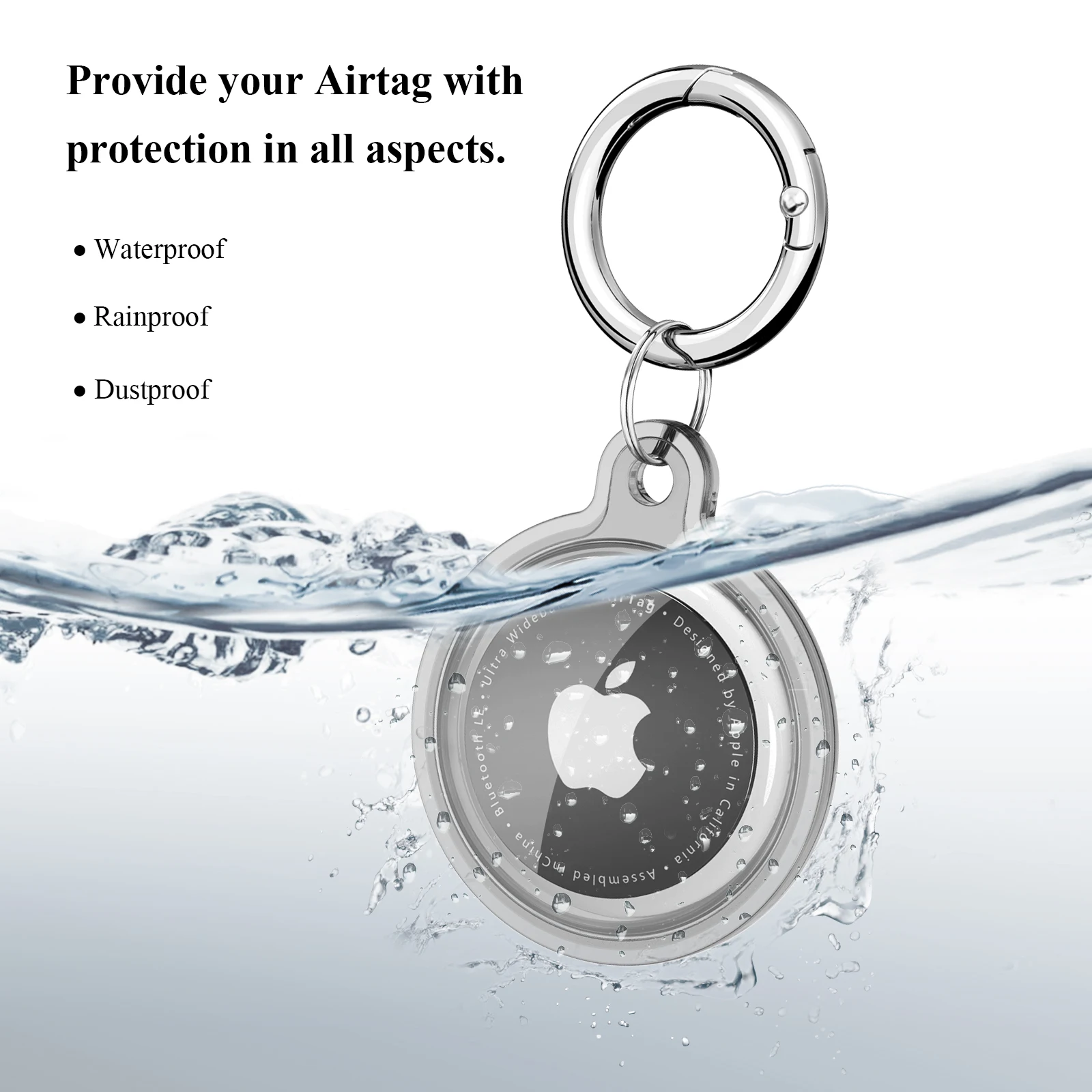 방수 분실 방지 키 체인 홀더 Apple Airtag 개 고양이 애완 동물 고리 키 추적기 보호 전체 커버에 대 한 투명 TPU 케이스