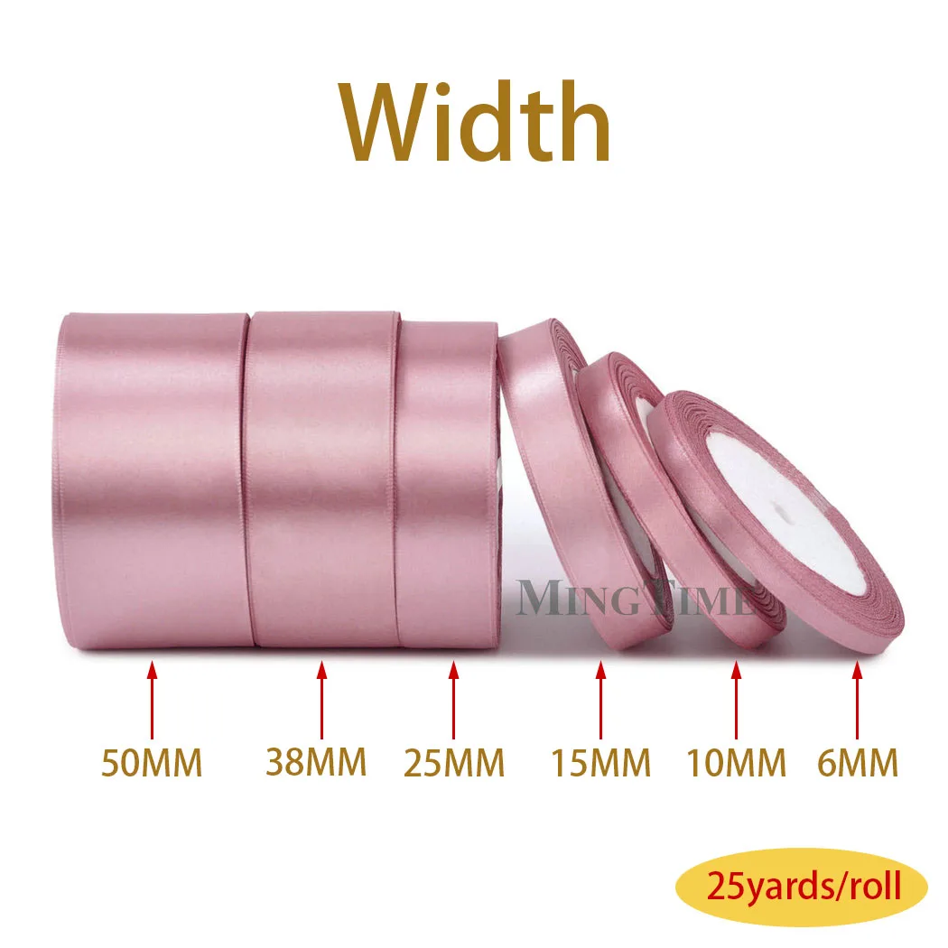 새틴 리본 25 야드 6mm 10mm 15mm 25mm 38mm 50mm 새시 선물 활 수제 DIY 공예 웨딩 파티 공급 장식