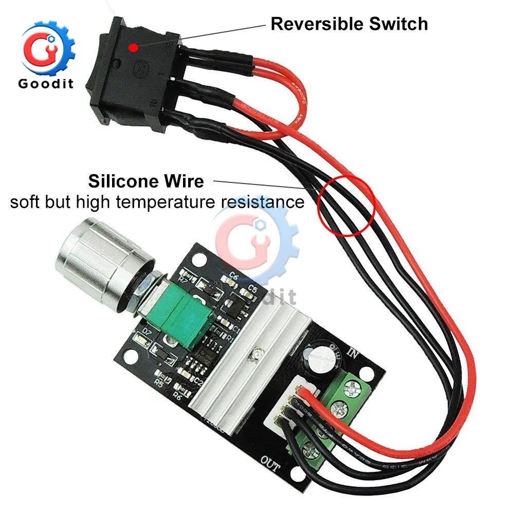 6V 12V 24V 28V 3A 80W DC 모터 속도 컨트롤러 (PWM) 속도 조절 가능 가역 제어 전위차계 스위치