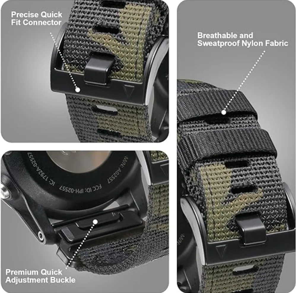Garmin Fenix ​​7 7X 6X Pro/Epix Pro Gen 2 51mm 47mm/Fenix6 5Plus 5XPlus 브레이드 시계 밴드용 QuickFit 22mm 26mm 나일론 스트랩