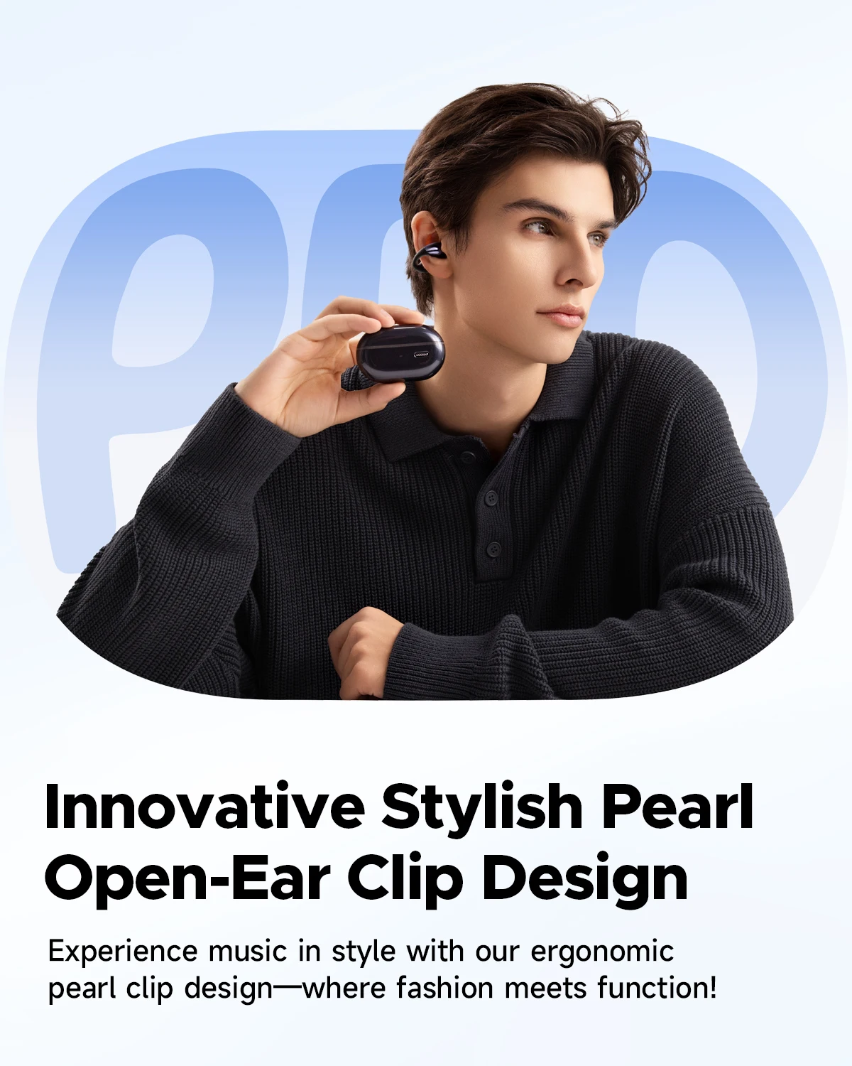 SoundPEATS PearlClip Pro 무선 이어폰, 블루투스 5.4 오픈이어 이어버드, AI ENC 클리어 통화, 멀티포인트 연결, IPX5
