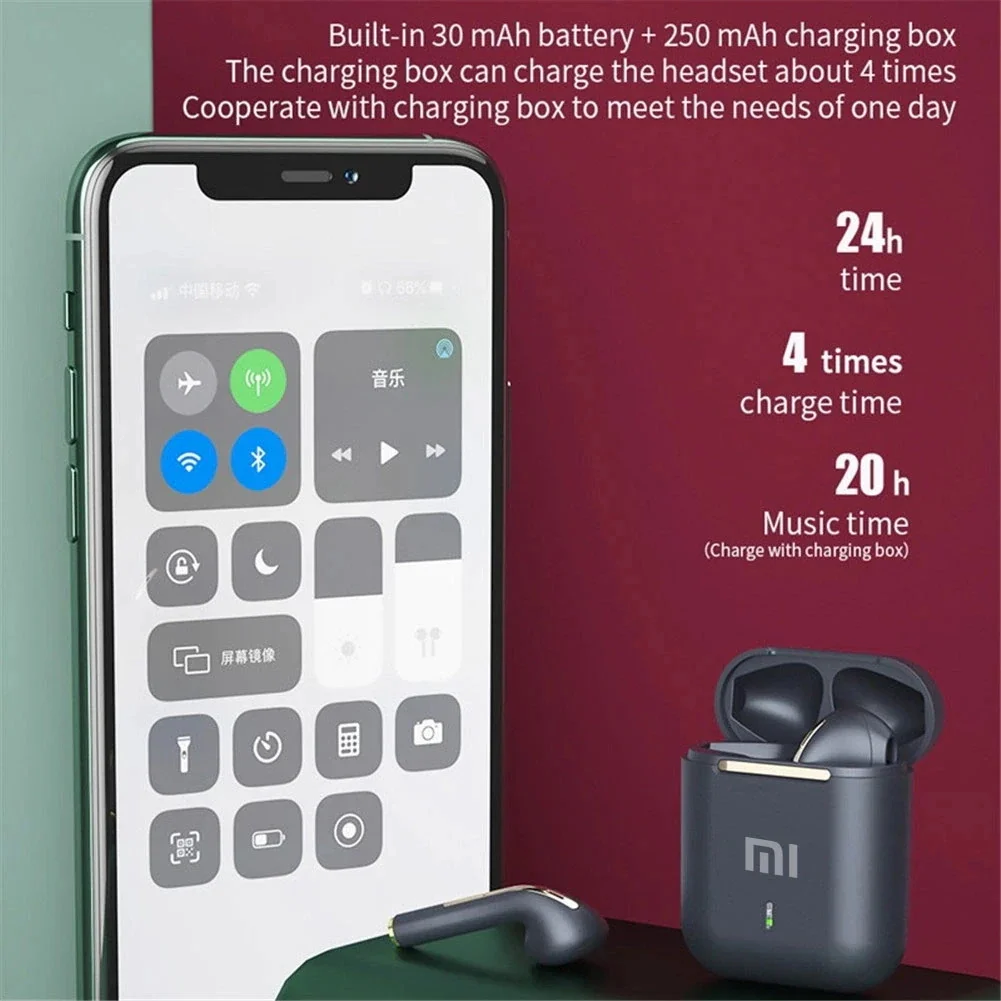 Xiaomi J18 무선 블루투스 헤드셋 HiFI 이어폰 형 스테레오 마이크 터치 방수 TWS 소음 차단 게임용 헤드셋