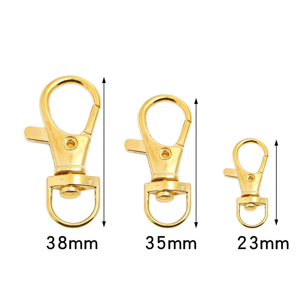 10pcs 분할 키 링 회전 커넥터 쥬얼리에 대 한 Carabiner 찾기 골드 실버 도금 랍스터 걸쇠 후크 DIY 키 체인 만들기