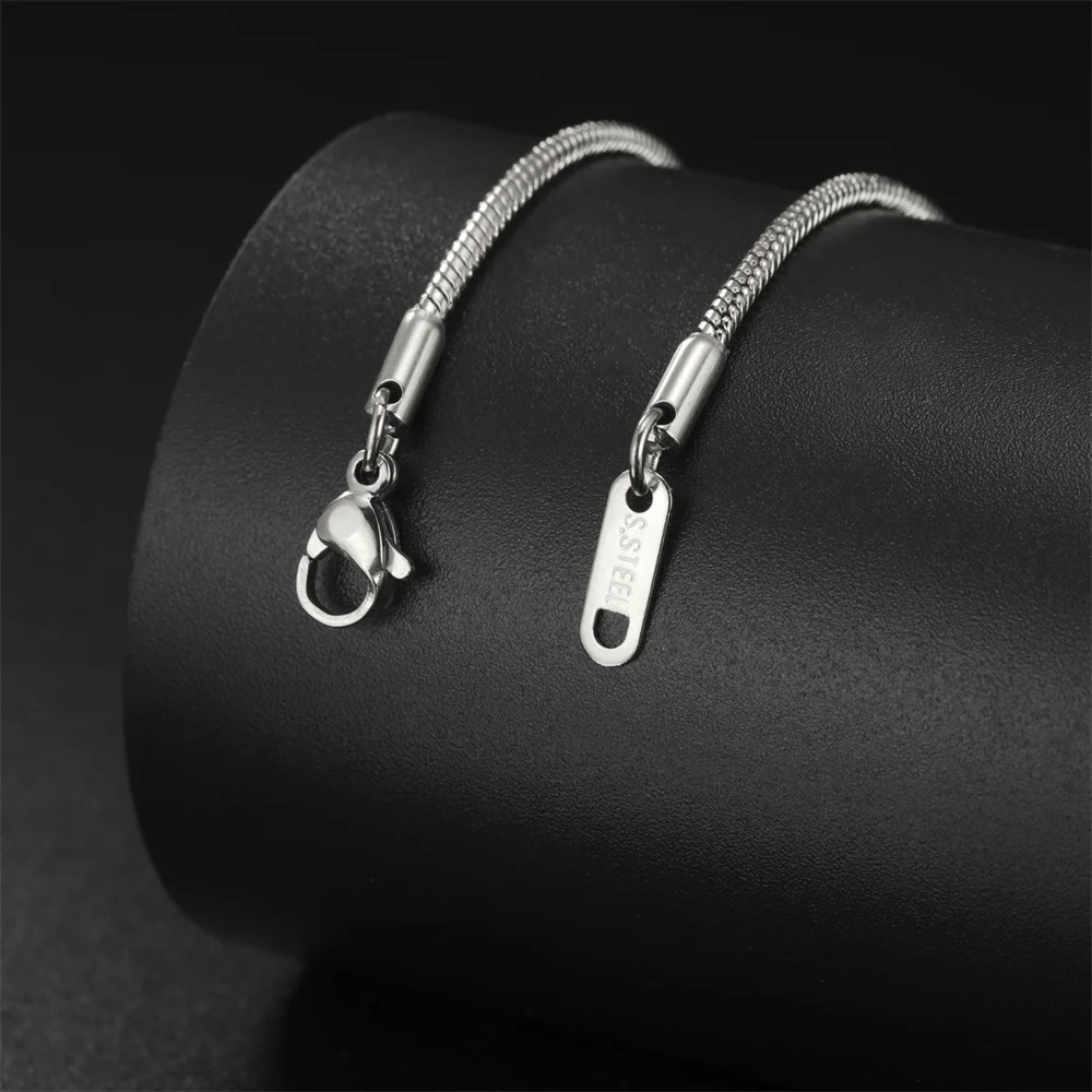 My Shape 여성용 라운드 스네이크 체인 목걸이, 스테인레스 스틸 링크 체인, 0.9mm, 1.2mm, 2mm 체인 초커, 패션 주얼리 선물